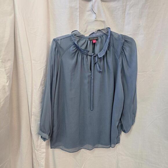 Vince Camuto Blue Flowy Boho Minimalist Blouse Large - Picture 1 of 13